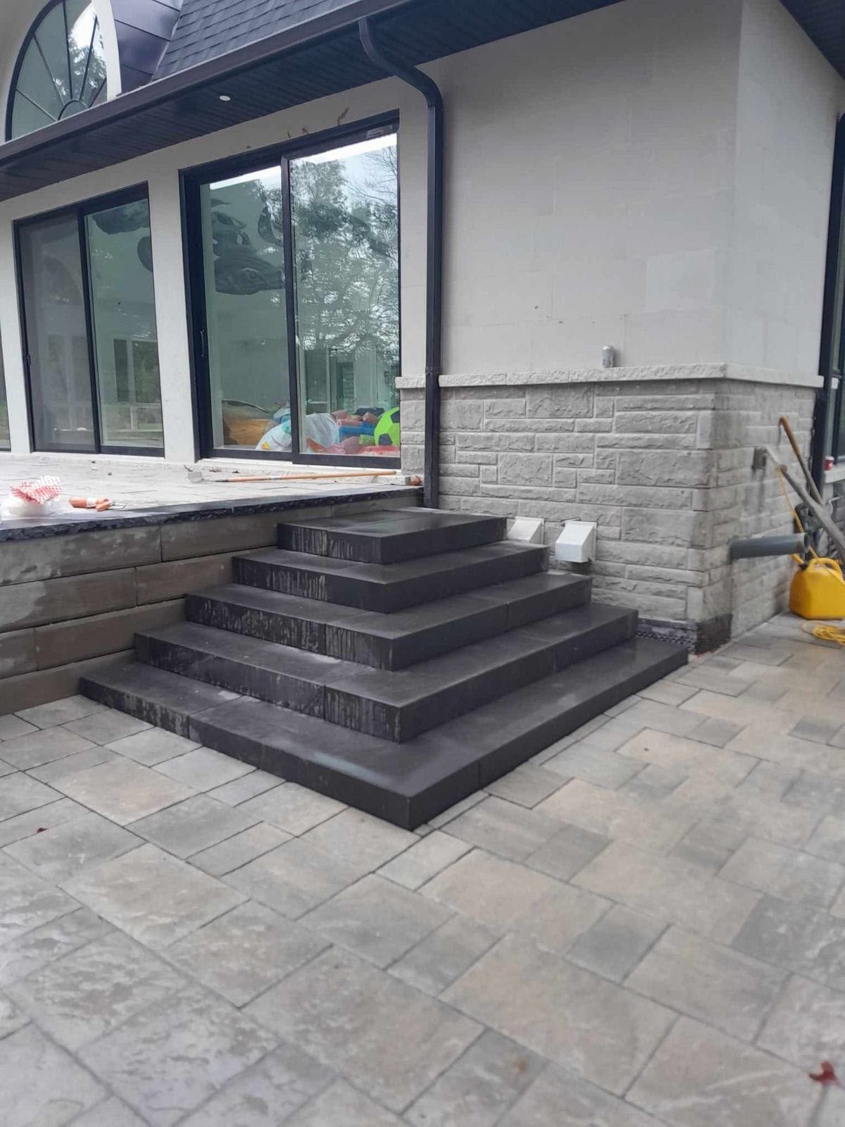 Stone Steps and Interlock Patio